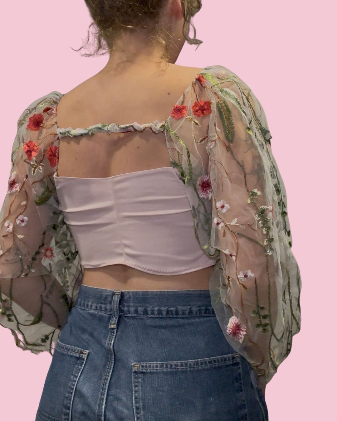 Long Sleeve Mesh Floral Shirt