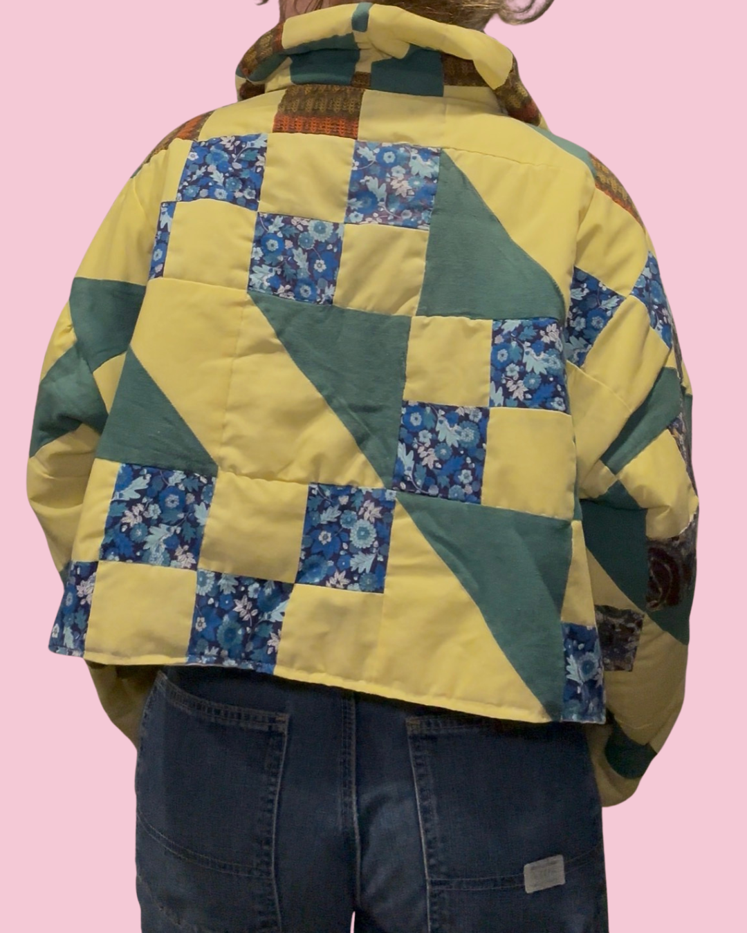 Quarter Zip Yellow Quilt Jacket