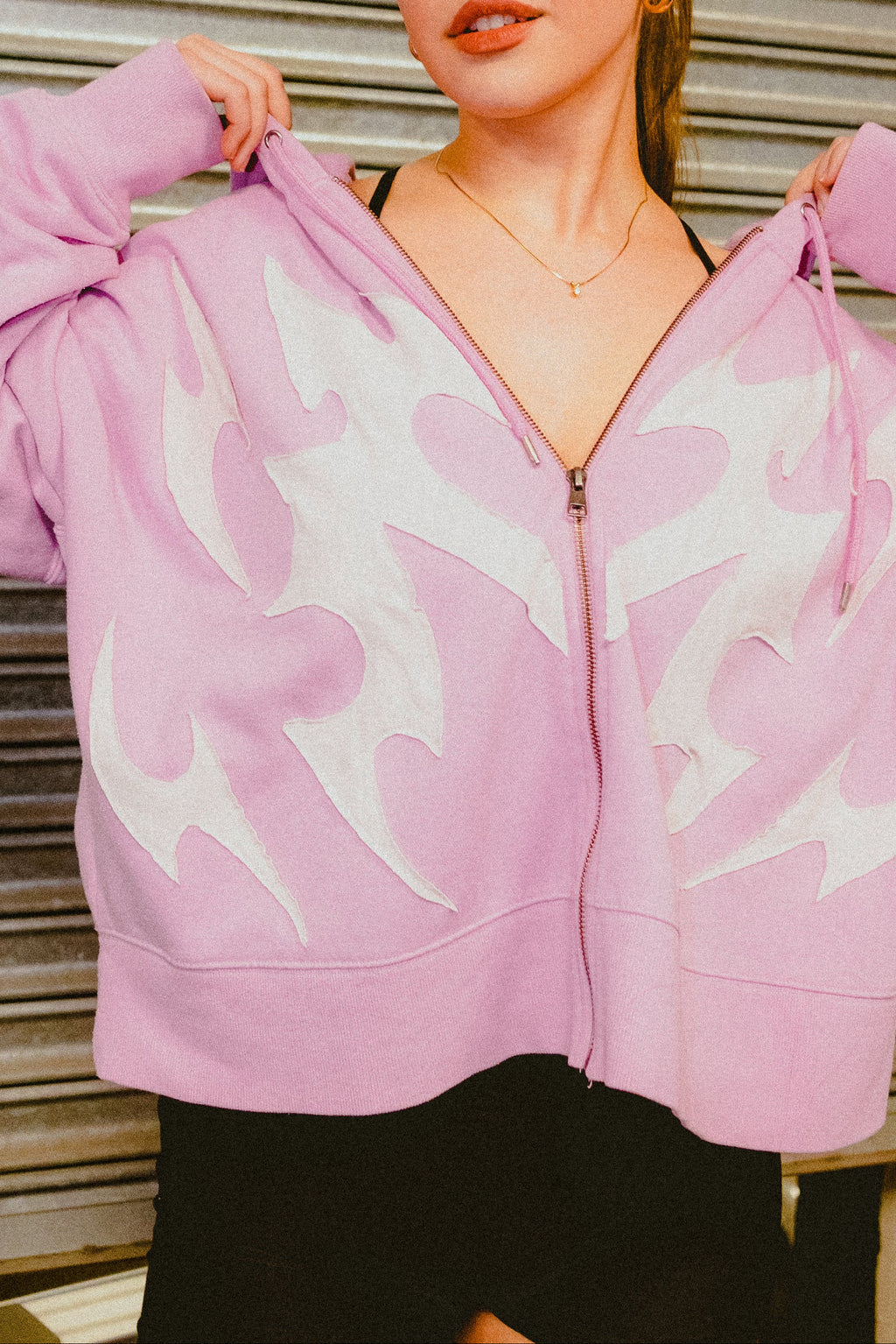 RF x YUI Pink Zipup Heart Hoodie